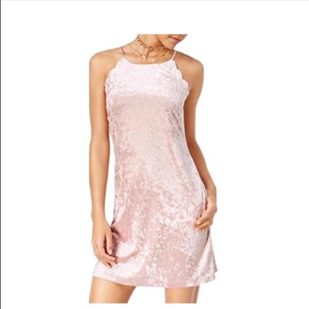 Pink velvet mini dress